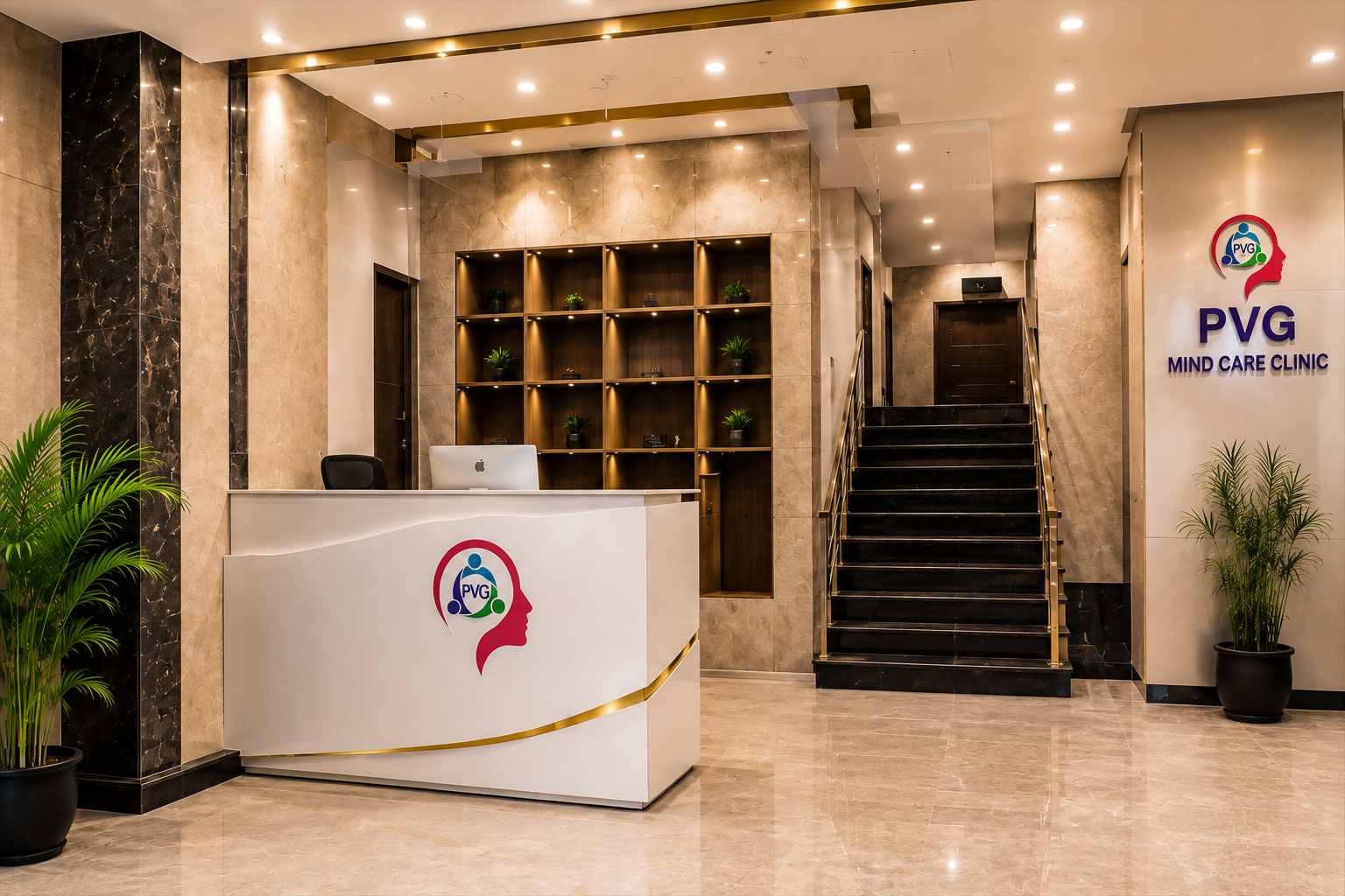 Reception area at PVG Mind Care Clinic in Pondicherry